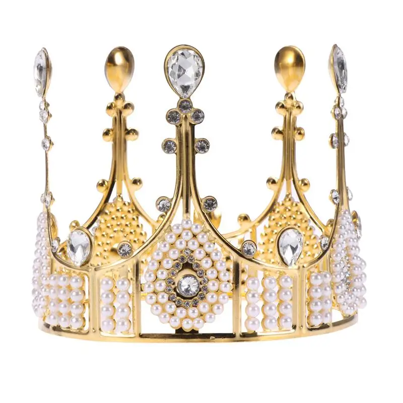 

1pc Birthday Cake Crown Decoration Vintage Pearl Queen Crown Cake Topper Dessert Decoration for Birthday Party Festival