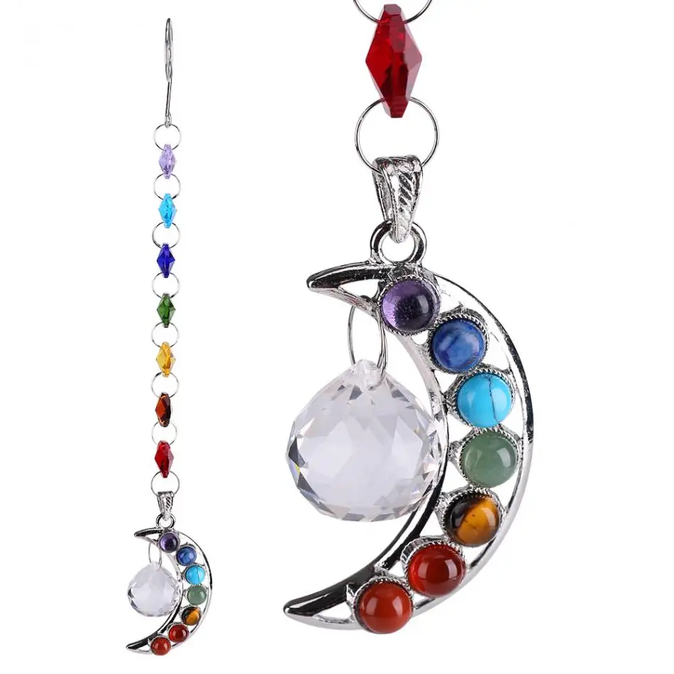 

Crystal Balls Prisms Hanging Pendant For Home Decor Handmade Moon Half-moon Pendulum Pendants Ornament Xmas Gift Decorations