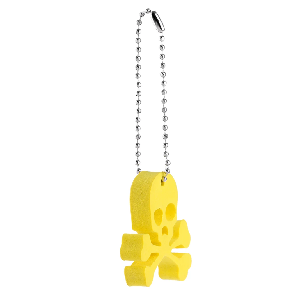 

Safety High Visibility Yellow Floating EVA Foam Skull Skeleton Keyring Keychain Key Ring Water Buoyant Float Key Holder