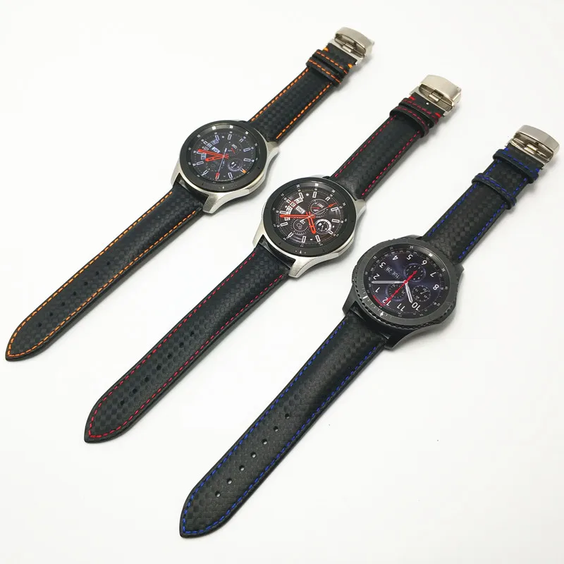 Ремешок кожаный для Samsung Galaxy Watch 42/46 мм браслет из углеродного волокна с