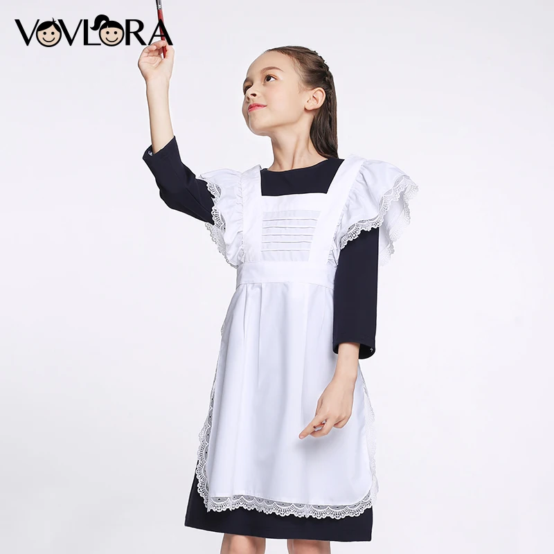 Girls School Apron White Black Drawstring Lace Kids Apron Formal Solid Children Dress O neck Size 7 8 9 10 11 12 13 14 15 Year цена Girls School Apron White Black Drawstring Lace Kids Apron Formal Solid Children Dress O neck Size 7 8 9 10 11 12 13 14 15 Year цены онлайн