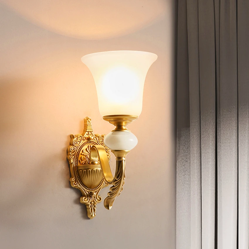 

Modern Glass LED Wall Lamp Copper LED Corridor Indoor Wall Lights & Lighting Bedroom Bedside Sconce Hanging Lamps Decor Fixtures