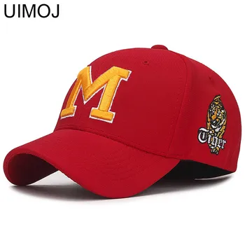 

UIMOJ Spring Summer Elastic Fitted Baseball Caps M Letter 3D Embroidery Cap Tiger Pattern Hip Hop Outdoor Hat Women Men