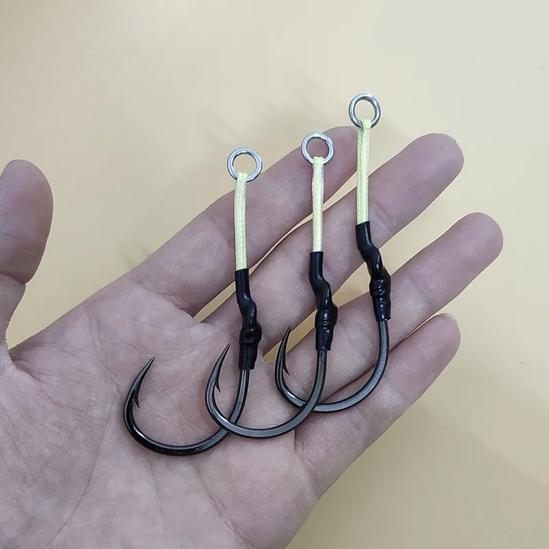 

30PCS(10pack) Heavy 72Kg High Quality Fishing Hooks With Fishing Lure Assistent Jigging Hook For Deep Sea fishing Pesca 3/0-10/0