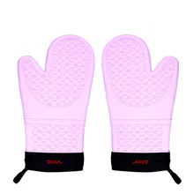 

Silicone microwave Oven Mitts 1 Pair Heat Resistant Pink Bake Glove Baking kitchen tools Gloves Hot Long silikon protector