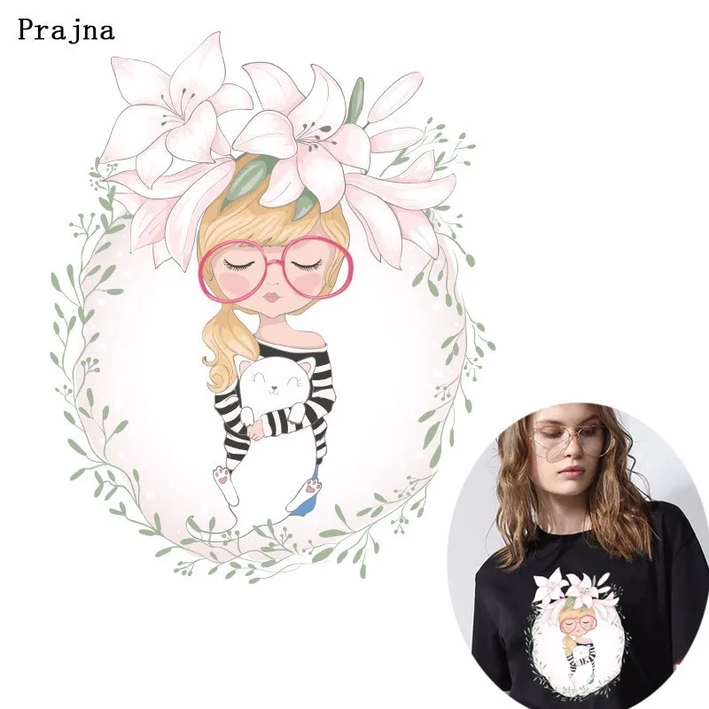 Prajna Garland Sleeping Girl Heat Transfer Printing Iron On Flowers Wreath Beauty DIY Cloth Shirt Holiday Accessory H | Дом и сад