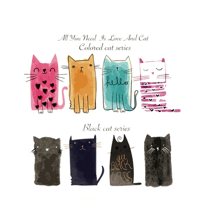 

Cat Patches Iron on Clothes Heat Transfers Clothing Print On T-shirt Dresses A-level Washable DIY Stickers for Clothes