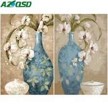 AZQSD масляная краска «цветок в вазе» краска по номерам краска цветок DIY Холст Картина Ручная Краска ed украшение дома SZYH6210