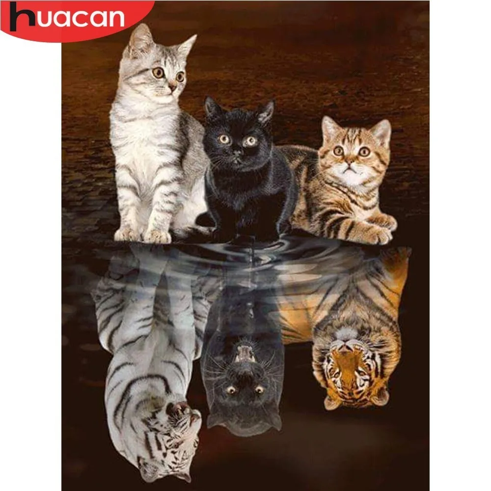 

HUACAN Full Square Diamond Painting Animal Cat 5D DIY Mosaic Diamond Embroidery Sale Rhinestones Decor Home Gift