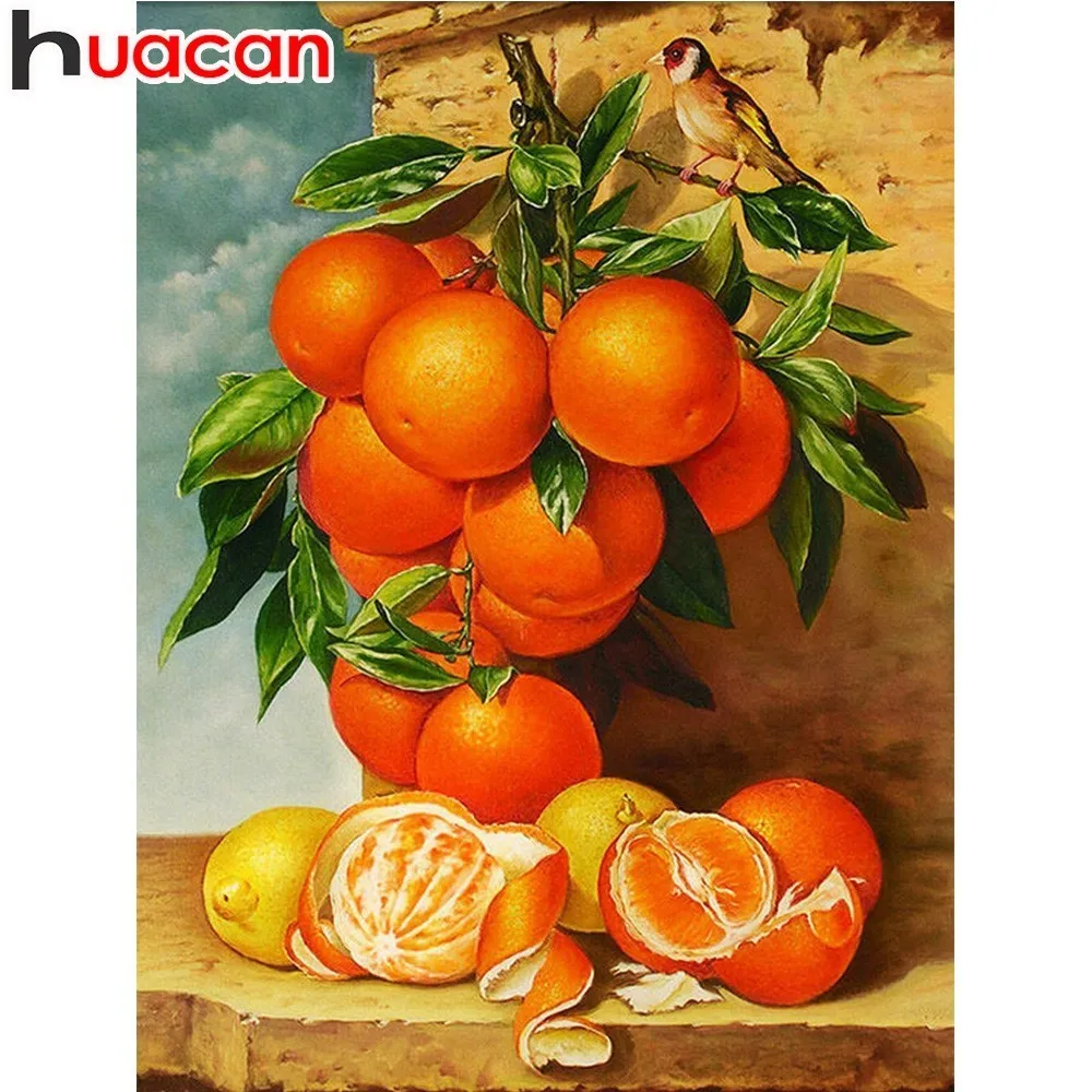 

HUACAN Full Drill Diamond Embroidery Fruits 5D DIY Mosaic Diamond Painting Cross-stitch Orange Rhinestone Home Decor Love Gift