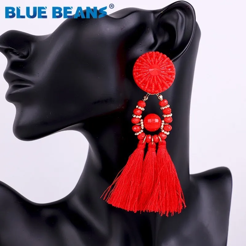 

Tassel earrings bohemian statement luxury long earring handmade gifts for women geometric fringe fashion drop star statement big