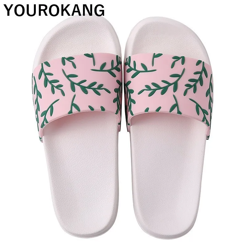 

2019 Summer Women Home Slippers Cool Slides Non-slip Bathroom Flip Flops Badslippers Four Seasons Household Couple Shoes Sandals