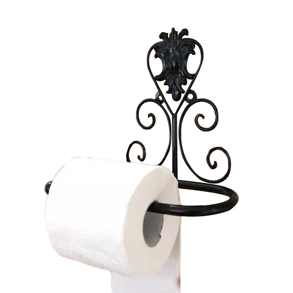 

Bathroom Iron Art Storage Rack Roll Paper Towel Holder European Retro Wrought iron Acc 2019 New