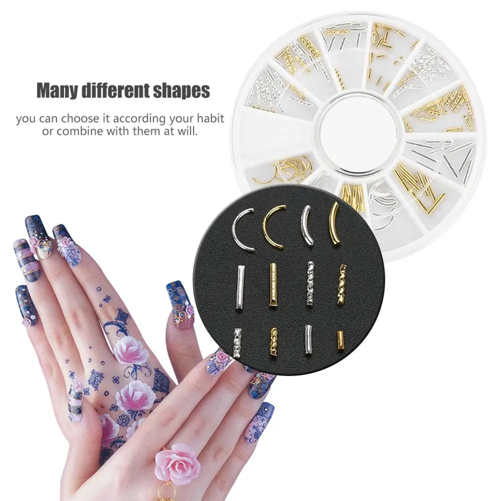 

Nail Art Glitter Rhinestones Rivets Metal Nail Stickers Gold & Silver Strip Series 3D Manicure Sticker Nail Art Decoration