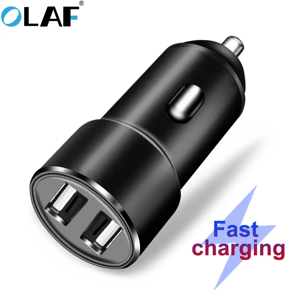 Olaf Dual USB Car Charger For iPhone Xs Max Xr Samsung S9 Xiaomi Mi 2.4A Fast Car Charging Adapter Mobile Phone Car USB Charger