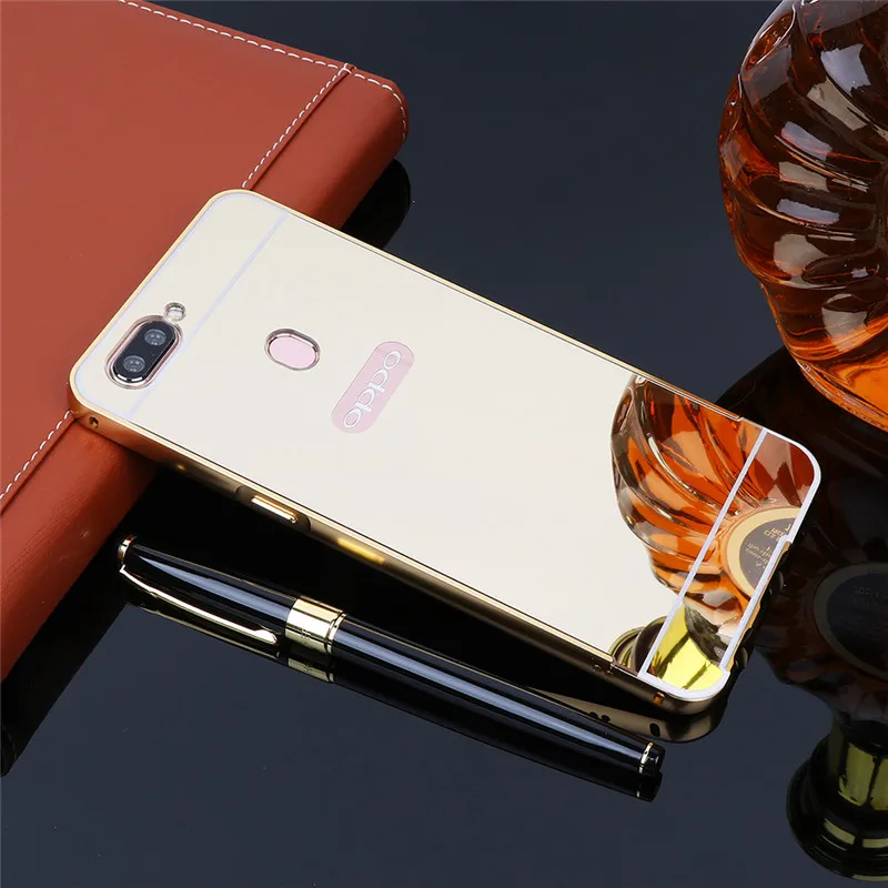 

Oppo Realme 2 Pro Case OppoA7X Plating Metal Frame with Mirror Back Cover Hard Case for Oppo Real Me 2 Pro A7X AX5 C1 A77 F3
