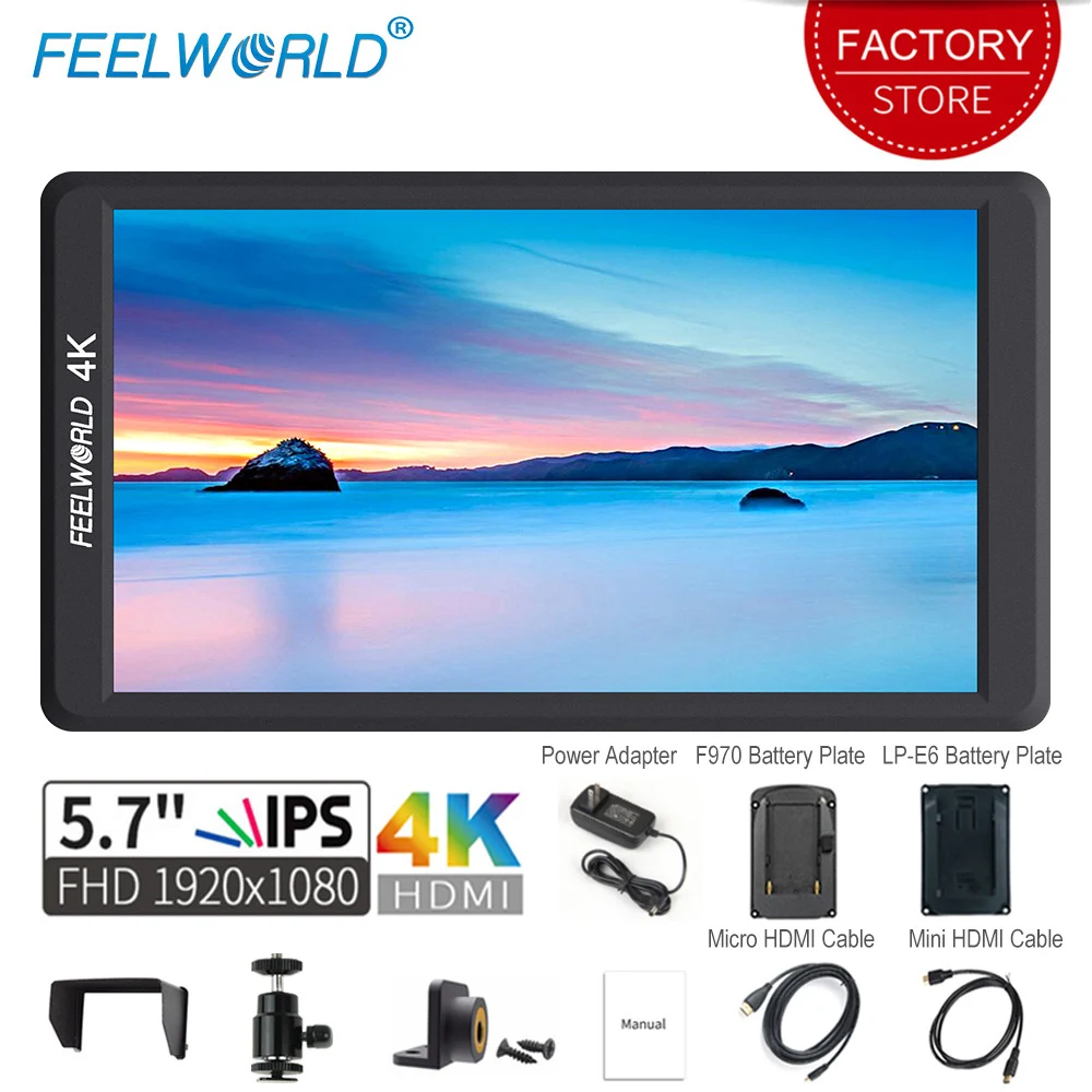 Feelworld F570 5 7 дюйма на камере DSLR полевой монитор 4K HDMI IPS Full HD 1920x1080 ЖК дисплей