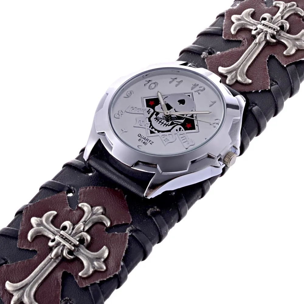 

Relogio Masculino Watch Men Women Gothic Style Cool Metal Hollow Leather Strap Skull Quartz Watches Fashion Punk Trendy Cosplay