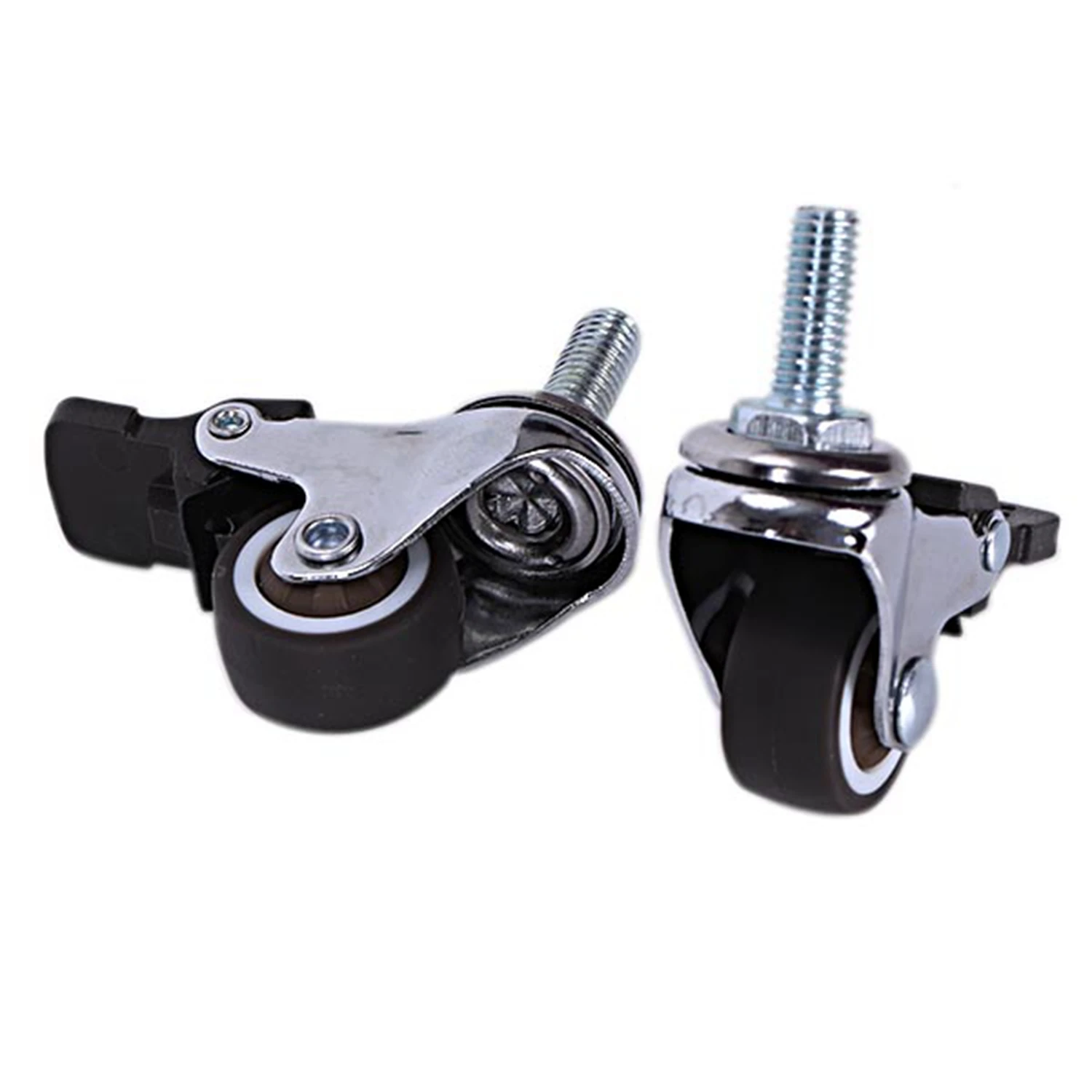 4 Pcs البسيطة عجلات صغيرة 1 بوصة M8X15Mm Tpe الصامتة عجلات مع الفرامل العالمي عجلات عجلة للأثاث خزانة درج