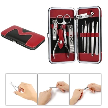 

10Pcs Pedicure Manicure Set Nail Clippers Cleaner Cuticle Grooming Kit Mini Finger Nail Cutter Clipper File Scissor Tweezers