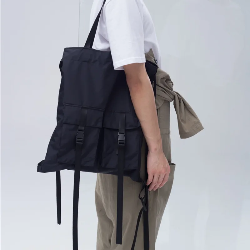 

[Super Seabob] 2019 Spring Summer Woman New Black Color Double Strap Spliced Drawstring High Capacity Backpack All Match LM109