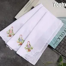 28 см хлопок белый кружева вышитые элегантный тщательный женский квадратный носовой платок дамы Hanky детское полотенце праздничный свадебный подарок