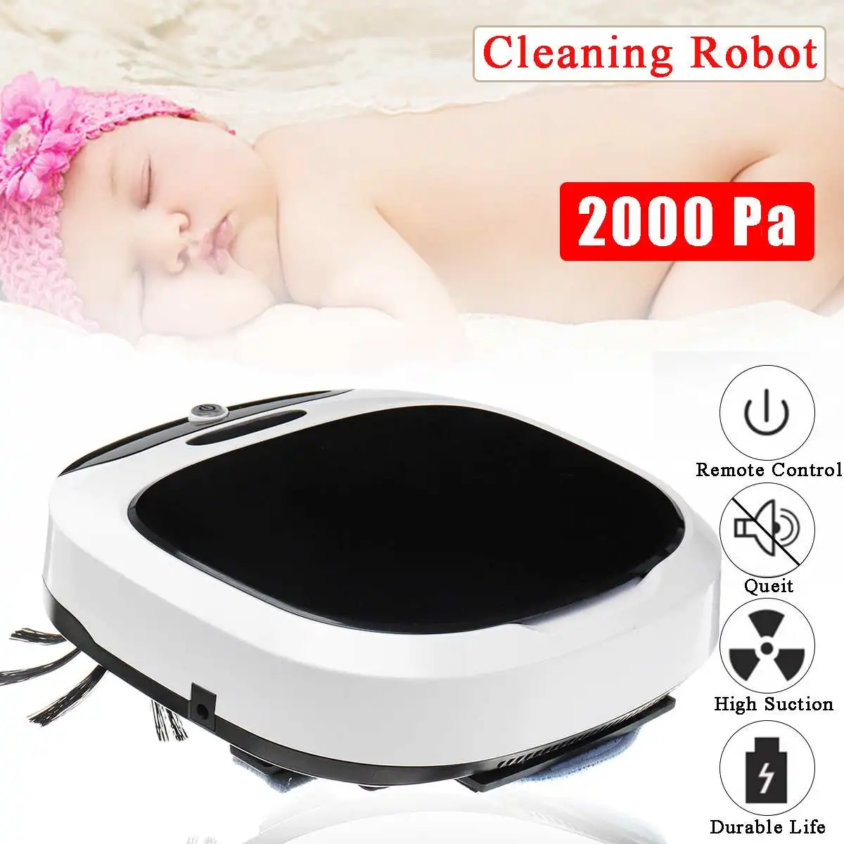 

4in1 Vacuum Cleaner Sweeping Robot Auto Cleaner Home Carpet Floor Living Room 360 Degree Rotation Strong Suction Mopping Colors