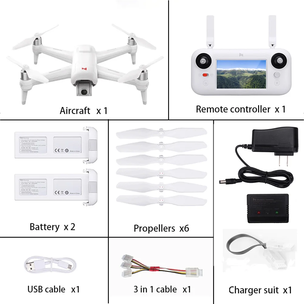 В наличии Xiaomi FIMI A3 5 8G GPS Дрон 1 км с видом от первого лица 25 минут 2 оси Gimbal 1080P камера