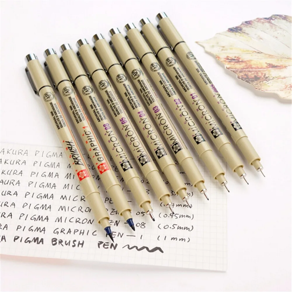 1PC Sakura Pigma Micron Pen Neelde Soft Brush Waterproof Drawing Pen Comic Line Marker Brush Art Markers Stationery