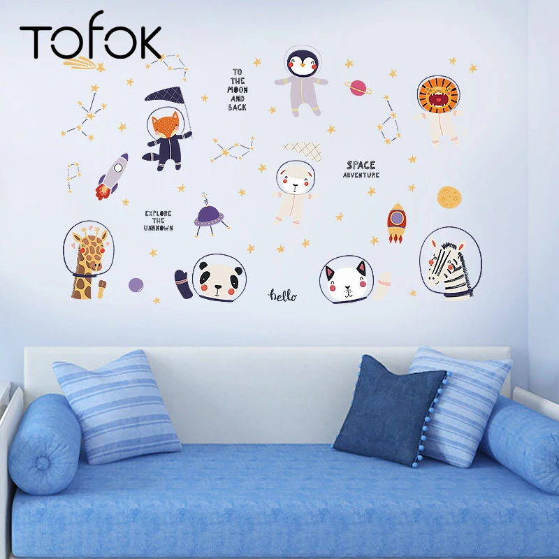  Tofok Cartoon Animal Wall Sticker Adventure Dreamers Children Room Gateway Bedroom Kindergarten Mur - 33008358963