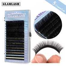 GLAMLASH 5 чехлов/Лот 16 рядов 7~ 15 мм микс пользовательских норковых ресниц dlux натуральные Мягкие Накладные норковые ресницы реснички макияж cilios