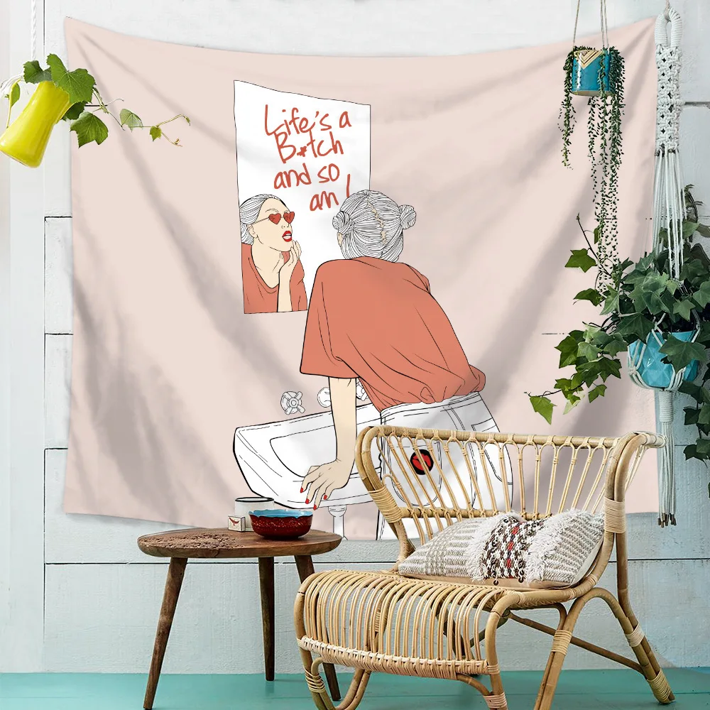 

Cartoon Cute Funny Tapestry Wall Hanging For Women Girls
