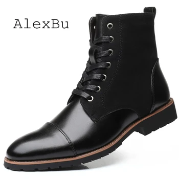 

AlexBu New Man Leather Shoes Oxford Shoes For Men Martins Boots Comfortable Plus Size 38-48 Fashion Men's Shoe High Quality