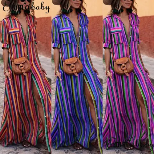 

2019 Fashion Women Summer Vintage Boho Long Maxi Dress Lady Party Beach Dress Floral Sundress
