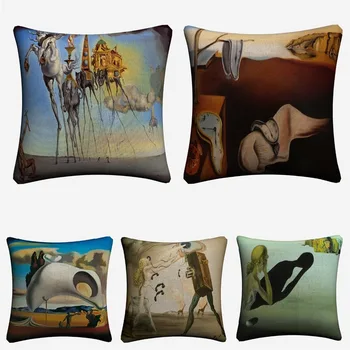 

Salvador Dali Surreal Art Decorative Cotton Linen Cushion Cover 45x45cm Pillow Case For Sofa Chair Home Decor Almofada