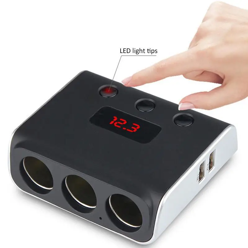 

12V-24V Car Cigarette Lighter Socket Splitter Plug LED USB Charger Adapter 3.1A 120W Detection For Phone MP3 DVR Car-styling
