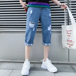 Джинсы, лето 2019, уличная одежда для мальчиков, Короткие свободные прямые тонкие брюки, распродажа, хип-хоп, китайский синий стиль