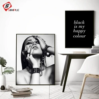 

Modern Fashion Canvas Painting Sexy Girl Posters and Prints Wall Art Picture For Living Room Home Decor Black Quote Lip No Frame
