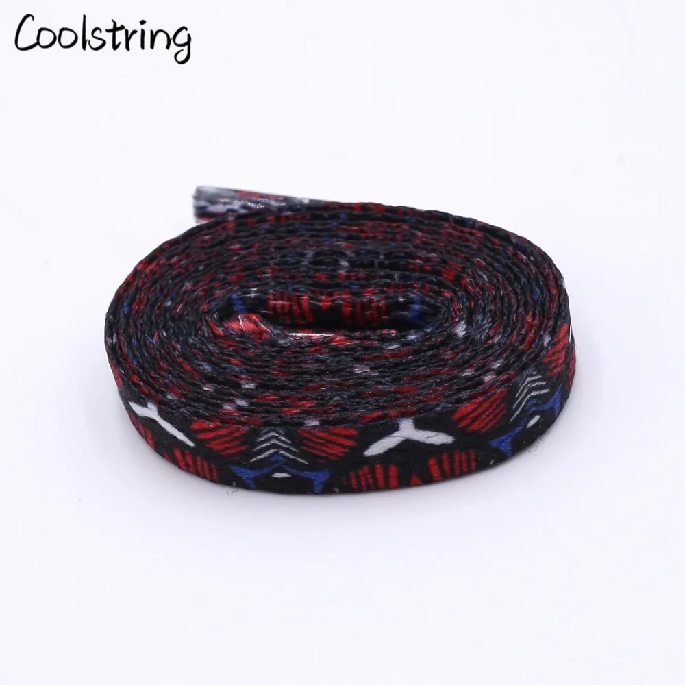 Coolstring Wild Printed Boot Laces Flat Single Layer Network Printing Shoelaces Korean Version For Men Women White Shoes Canvas