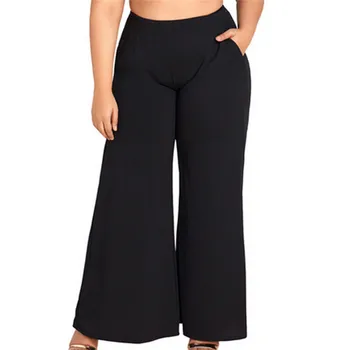 

Plus size XL~4XL Fashion loose women Trousers Newest 2018 Casual lady High waist wide leg zipper palazzo pants Female Streetwear