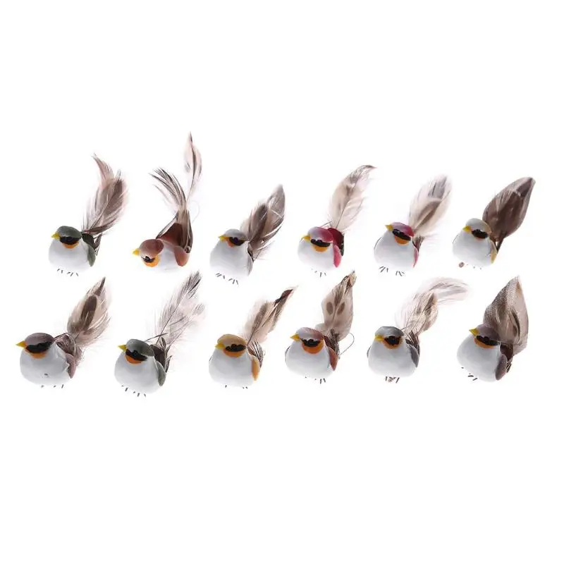 

12pcs/Set Cute Artificial Bird Model Miniature Home Garden Decoration Simulation Bird Modelling Home Crafts Creative Gifts