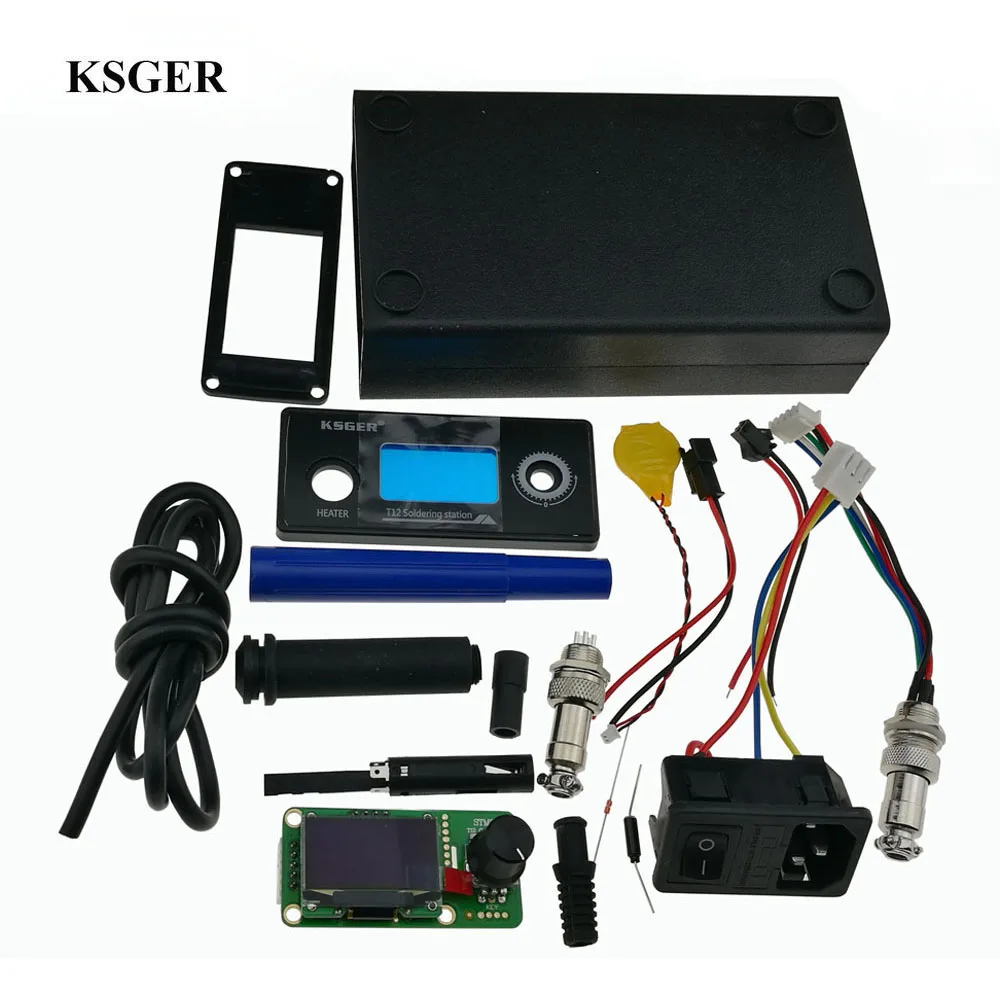 Tanie KSGER V2.1S STM32 OLED 1.3 rozmiar ekranu T12 cyfrowy regulator temperatury z sterownik baterii 5 rdzeń przewód silikonowy 9501 uchwyt do lutowania zestaw