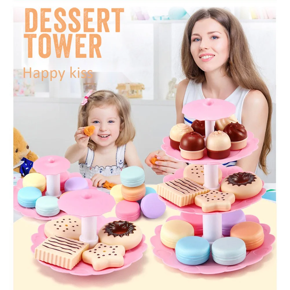 

23Pcs KidsPretend Toy Set Role Play Simulation Birthday Cake Stand Removable Macaron Shelf Early Educational Kids Toys Gift