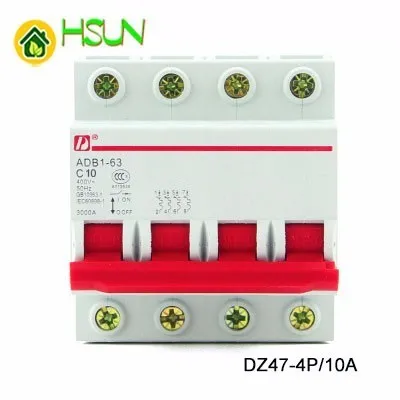 

STYHOMSUN DZ47-63-4P C10A High Part Break Small-sized Circuit Breaker Air Switch with over current and short circuit protection
