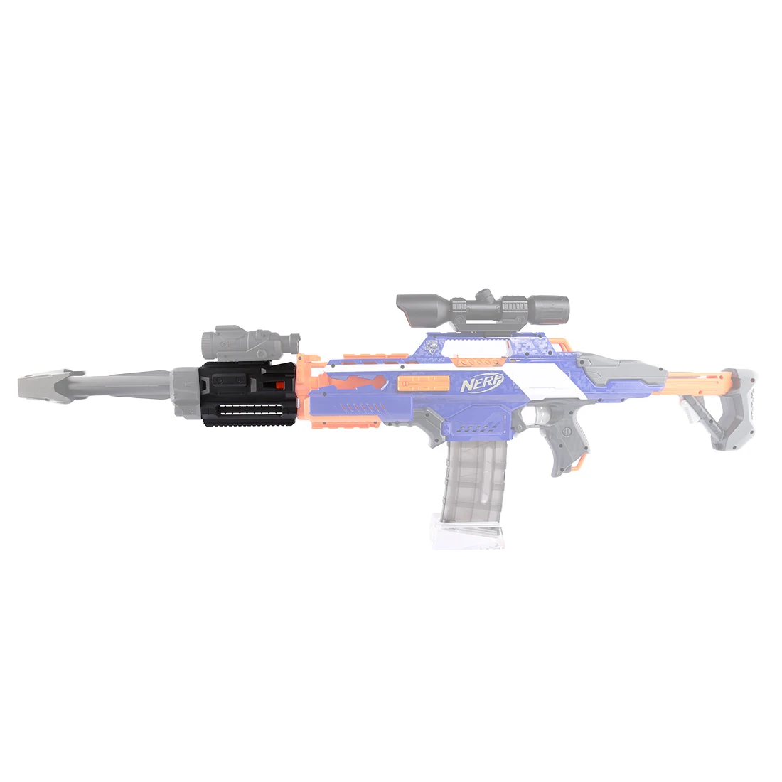 

Modified Part Front Tube Decoration with Upper Lower Guide Rail for Nerf Elite Series Paintball Accessories - Black