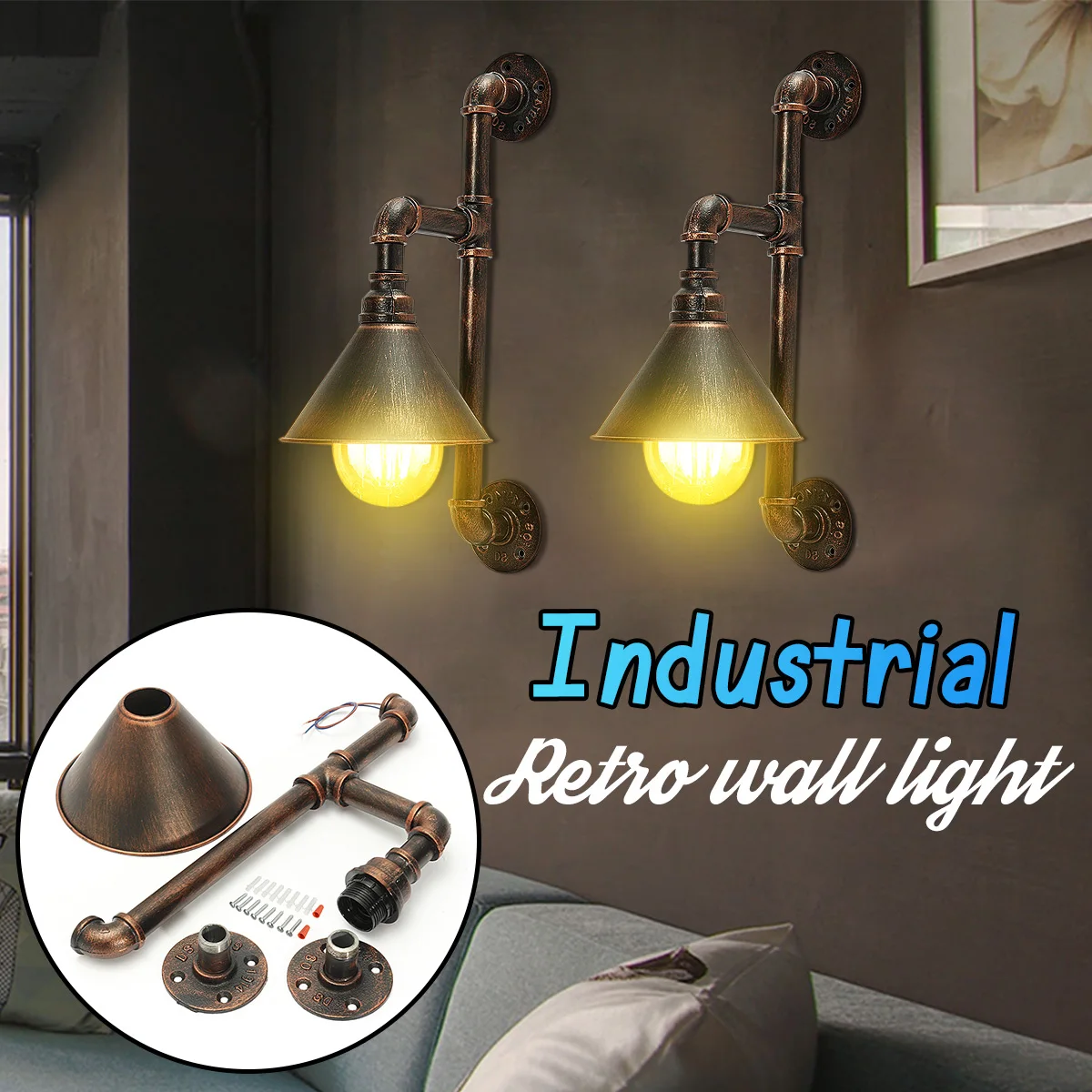 

Modern Metal Loudspeaker Water Pipe Shaped Wall Light Night Lamp Corridor Hallway Balcony Living Room Home Indoor Lighting