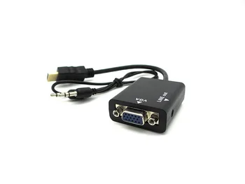 

500pcs HDMI Male to VGA Converter Adapter With Audio USB Cable 1080P for PC