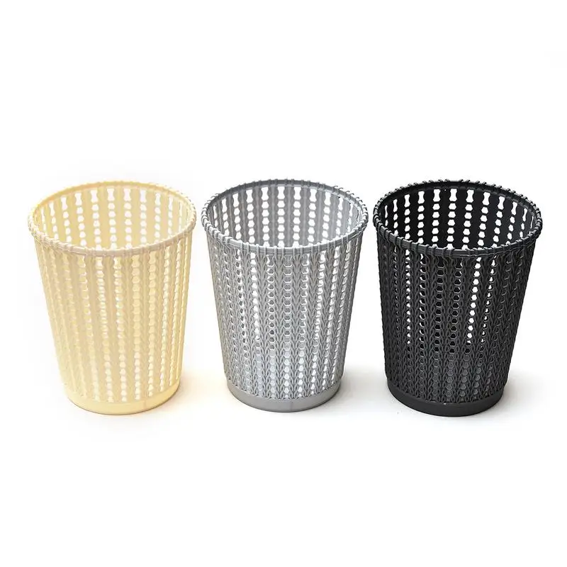 

Creative Rattan Sundries Basket Paper Pen Debris Storage Bucket With Handle Round Lightweight Plastic Laundry Basket