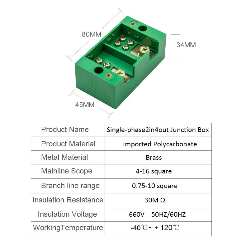 Клеммная колодка Green FJ6 2 in 4 out Соединительная коробка для проводов двухрядный