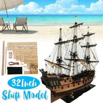 

DIY Handmade Assembly Ship 32" Scale Wooden Sailing Boat Model Kit Ship Handmade Assembly Decoration Gift For Children Boy